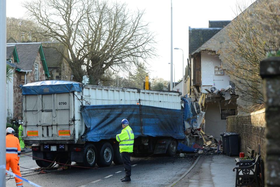  The shocking scene of devastation left after the coal lorry crashed into the house