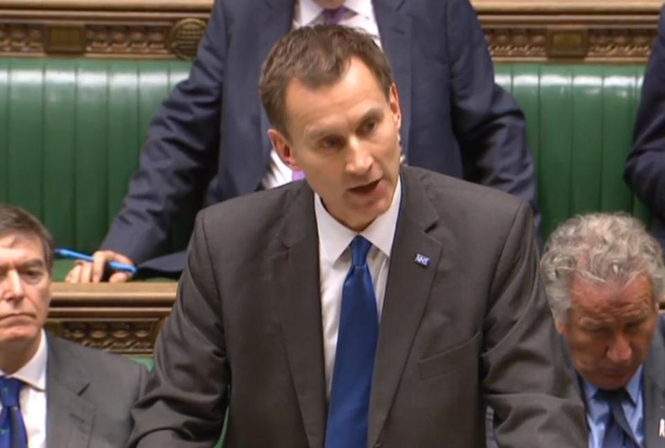  Jeremy Hunt told MPs he was not going to downgrade the NHS targets