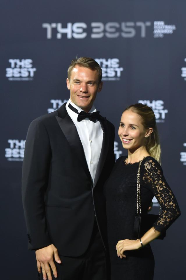  Germany and Bayern Munich goalkeeper Manuel Neuer arrives with partner Nina Weiss