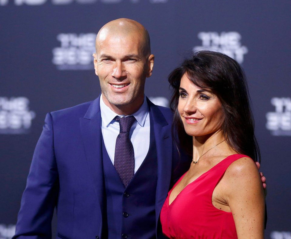  Real Madrid manager Zinedine Zidane and his wife Veronique smile as they arrive