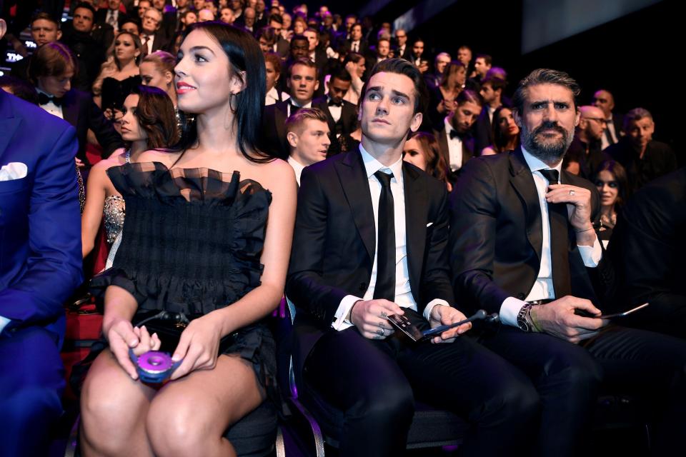  Antoine Griezmann watches on nervously from the crowd as the awards get underway