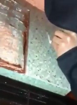  Sickening video footage shows a man snort a line of suspicious powder before appearing to eat a live goldfish