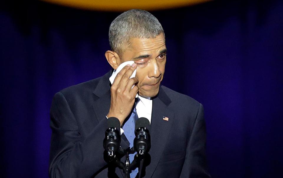  Obama was tearful as he talked about his life as leader of the free world