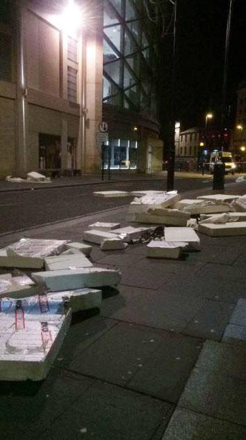  The roof of a building in Newcastle was blown off after high winds overnight