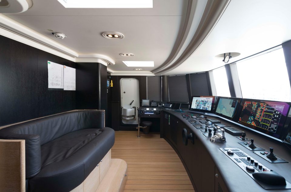  The superyacht has luxurious leather interiors and the most up-to-date controls in the command area for the captain