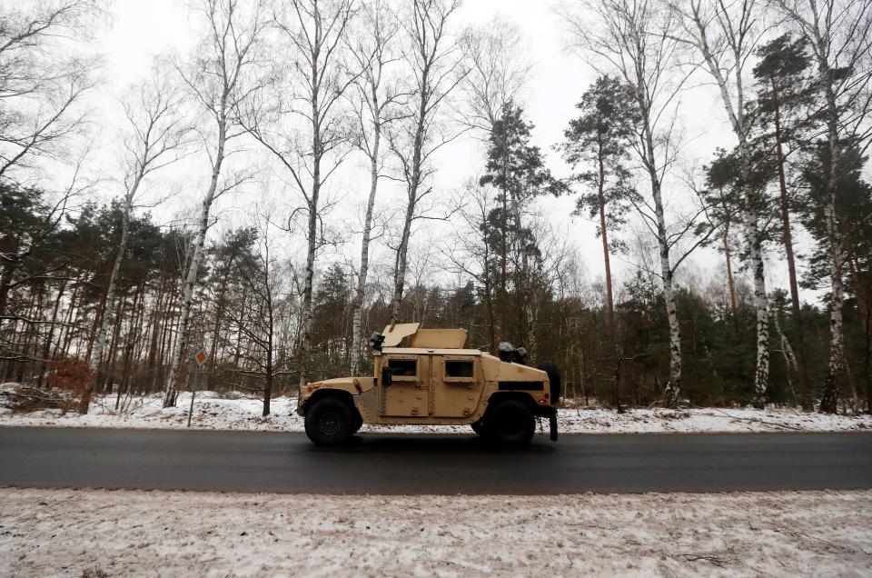  The heavily armed vehicles are deployed as part of Operation Atlantic Resolve - a response to Russia's annexation of Crimea