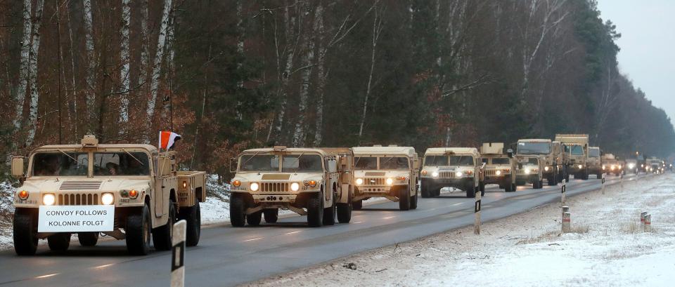  Two convoys of 20 vehicles have been photographed heading to Poland from Germany today