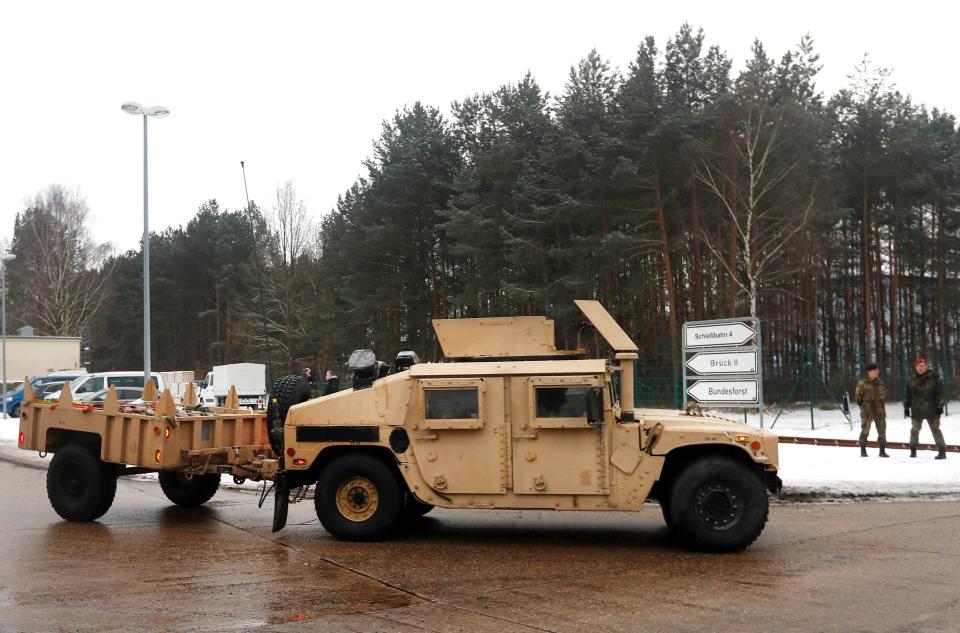  Vehicles and troops are being deployed to Poland after the US promised a heavier armed presence in the region