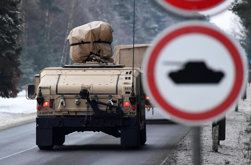  US military vehicles in Germany today after a military exercise