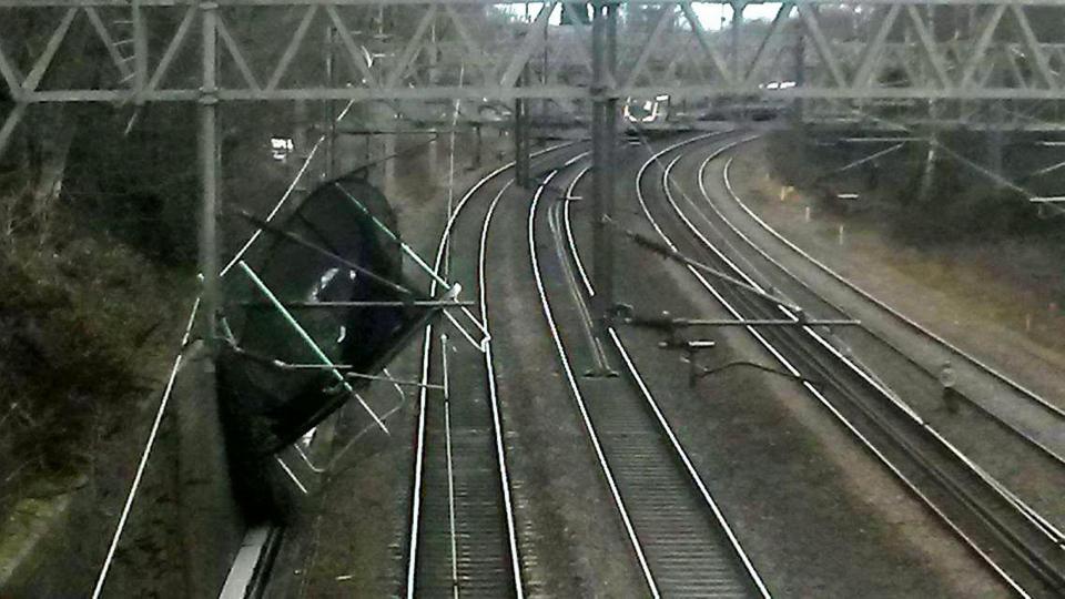  A trampoline was blown on to the tracks at Nuneaton leaving services delayed