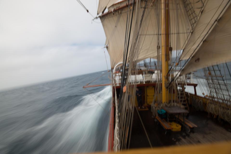  The Bark Europa nearly capsized into the icy waters around Antarctica, Orr said