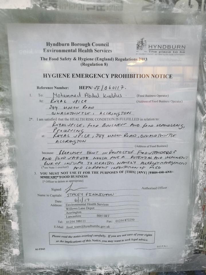  The restaurant has since been closed down by health and safety chiefs as police confirmed they are investigating the death