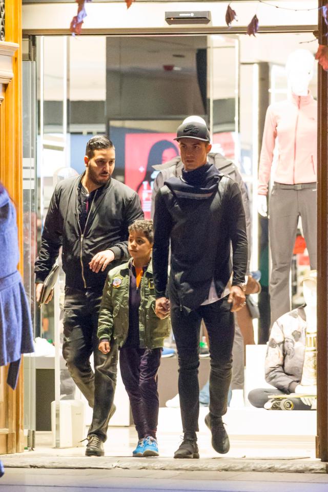  The Real Madrid star was in the 'Golden Mile' with his son Cristiano Jr