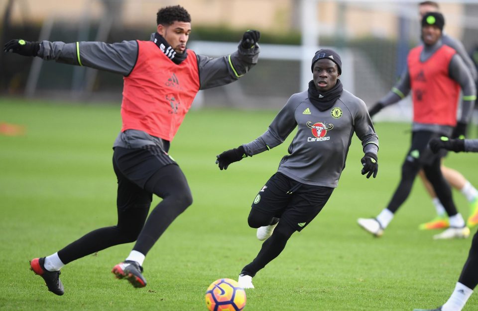  Ruben Loftus-Cheek and N'Golo Kante during the session at Cobham