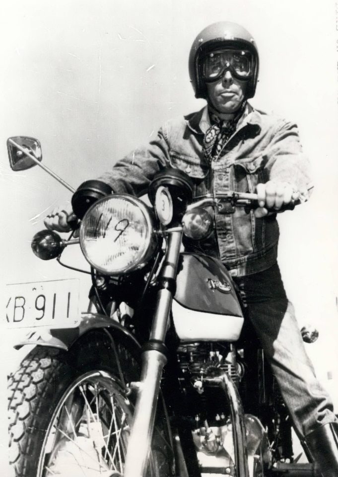  Keen motorcyclist Lord Snowdon rides a motorbike in October 1972