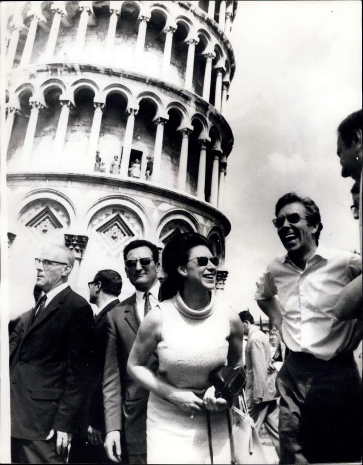  Princess Margaret, second right, and Lord Snowdon, right, at the Leaning Tower of Pisa in 1968