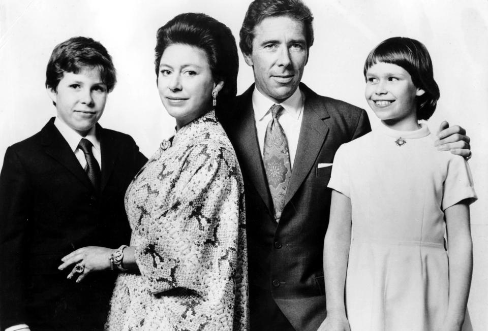  Princess Margaret and Lord Snowdon with their children David, Viscount Linley, aged 12, left, and Lady Sarah Armstrong Jones, aged 10, in February 1974