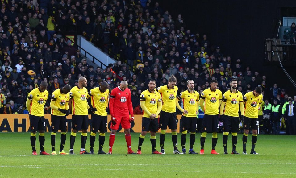  Watford players during minute silence for Graham Taylor