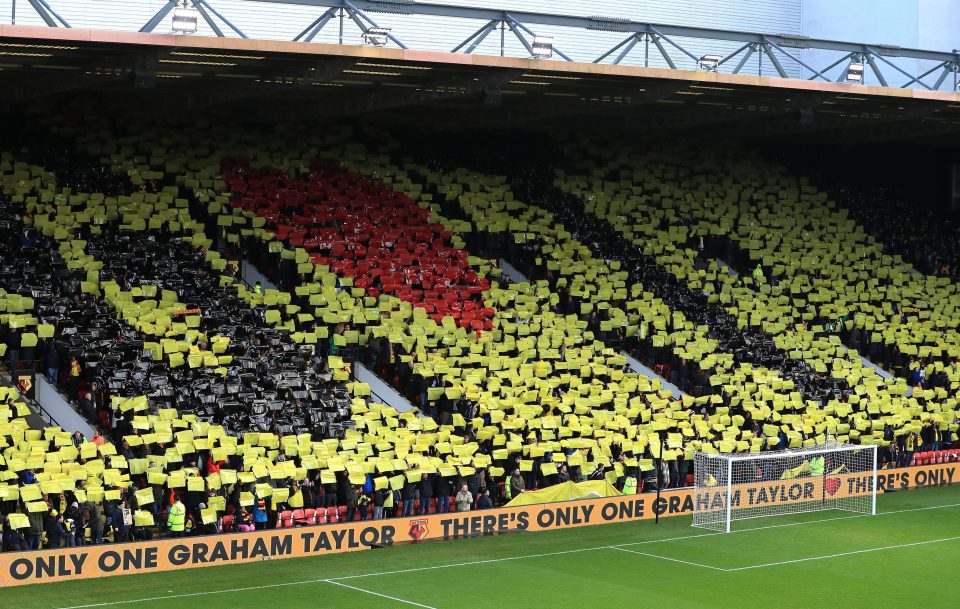  Watford fans pay tribute before kick off to Graham Taylor