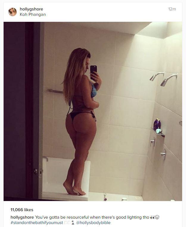  Holly poked fun at her quirky location as she took a belfie in the shower