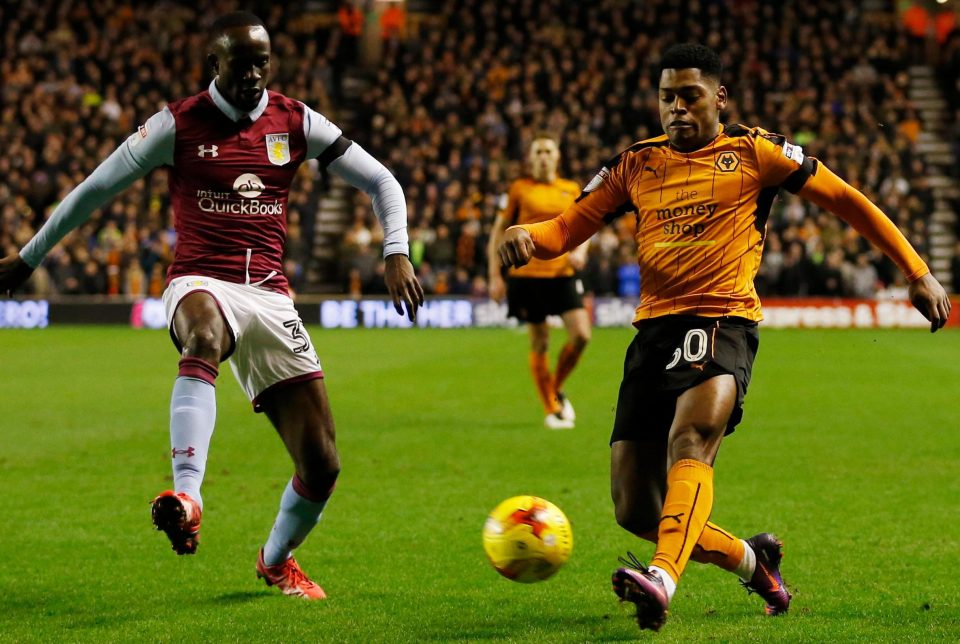  Wolves’ Ivan Cavaleiro in action with Villa’s Albert Adomah