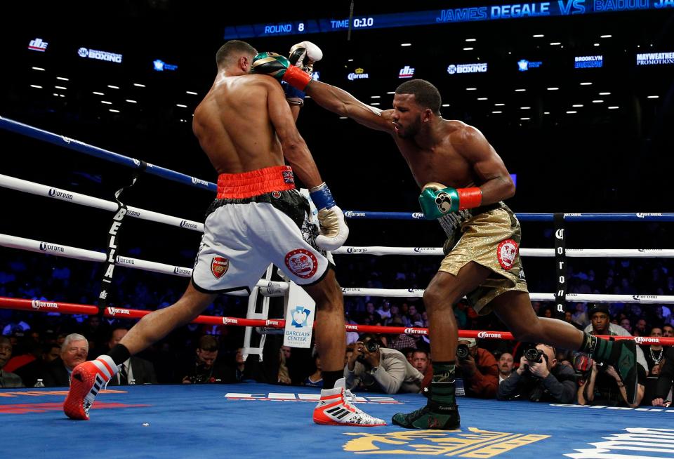  Badou Jack fires a quick jab at IBF super-middleweight champion James DeGale