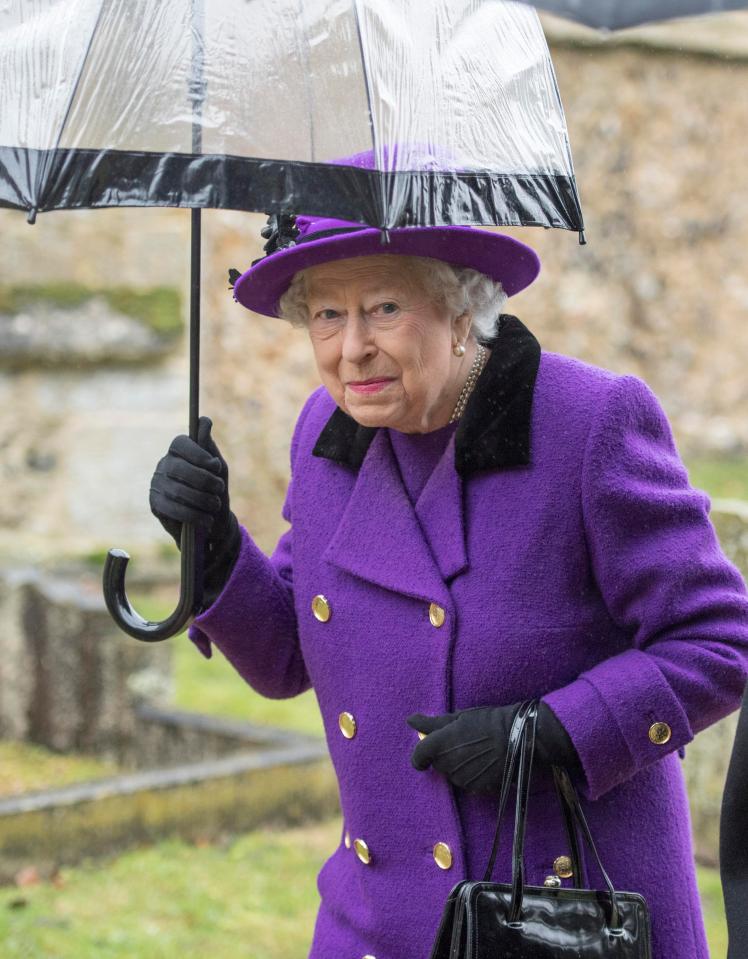  The Queen braved the rain as she went to church in Sandringham, Norfolk, on Sunday