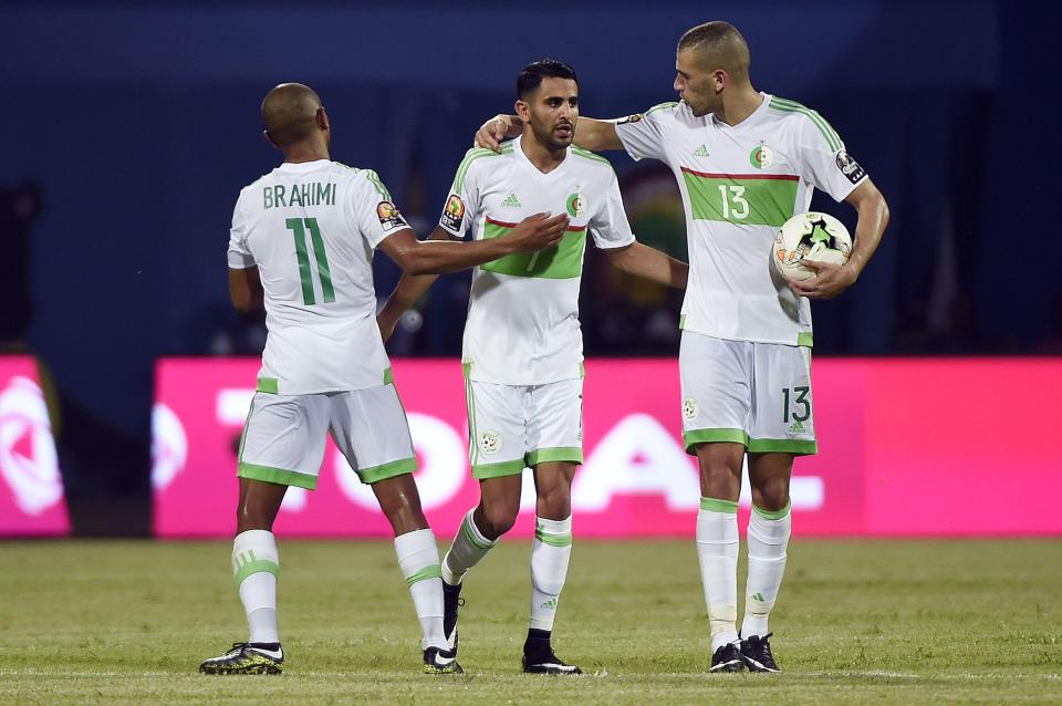  Both Riyad Mahrez (centre) and Islam Slimani (right) are in contention to return to the Foxes' starting XI after time away at AFCON 2017 with Algeria