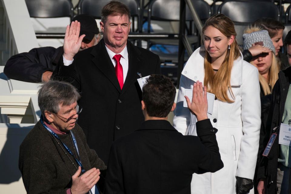  Two soldiers stood in for Donald and Melania Trump at a dress rehearsal of his inauguration