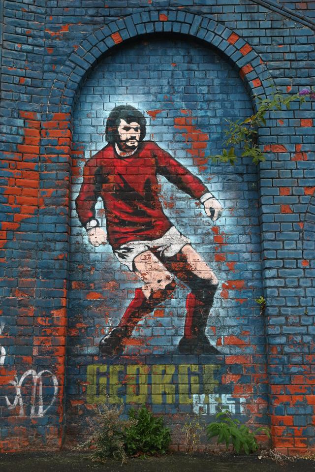  George Best is honoured on a wall outside Windsor Park, Northern Ireland