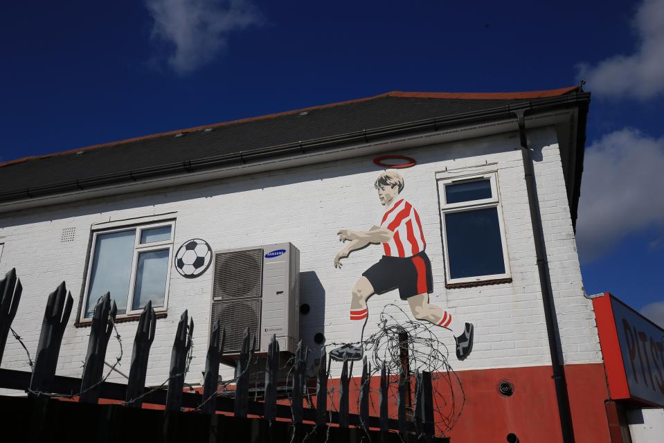  This painting of Southampton player is on the wall of a cafe close to the Saints' St Mary's Stadium