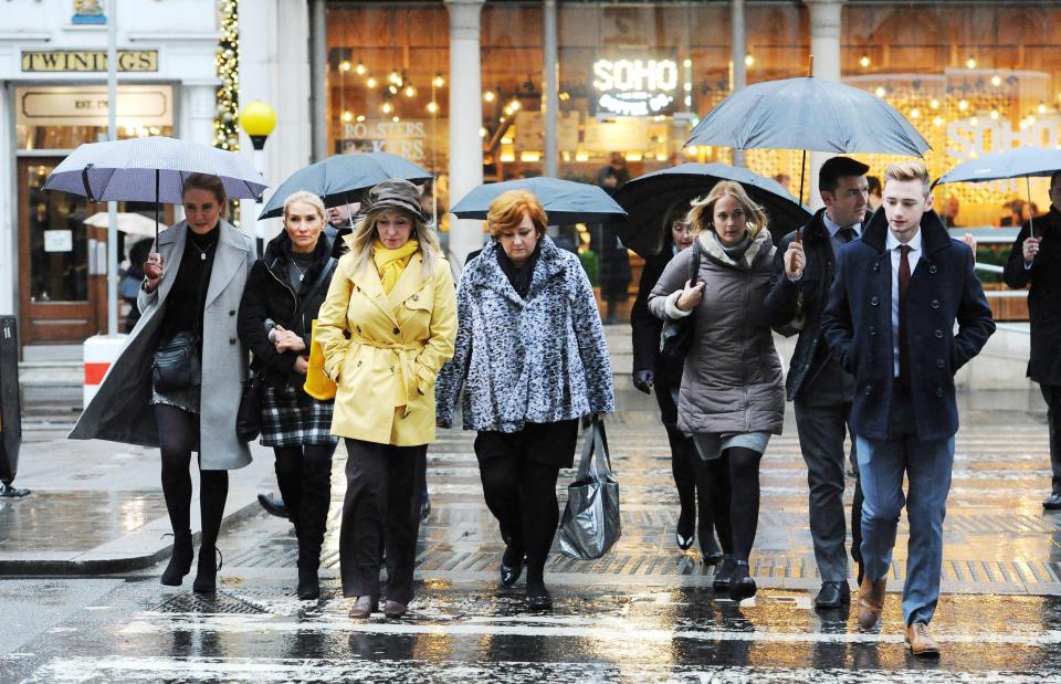  Relatives arrive at the Royal Courts of Justice in London