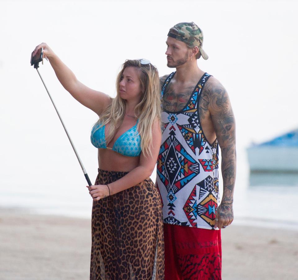  The reality TV star went make-up free as she took a selfie with boyfriend Kyle Christie in Thailand