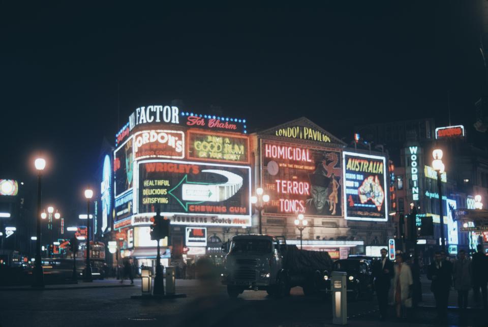  The billboards light up the West End in 1961