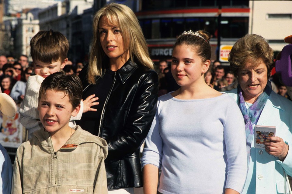  Bianca Gascoigne in 1999 with her family, including mum Sheryl Gascoigne, at the Rugrats London premiere