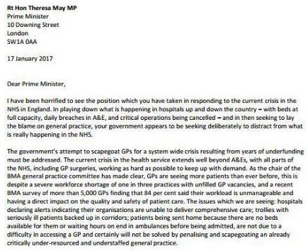  In his letter to the Prime Minister, Dr Porter said the whole health service is facing "titanic pressures"