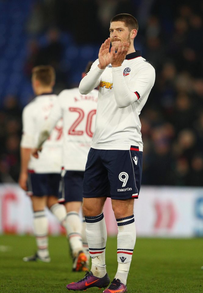  Jamie Proctor of Bolton shows appreciation to the fans after the Emirates FA Cup third round replay against Crystal Palace