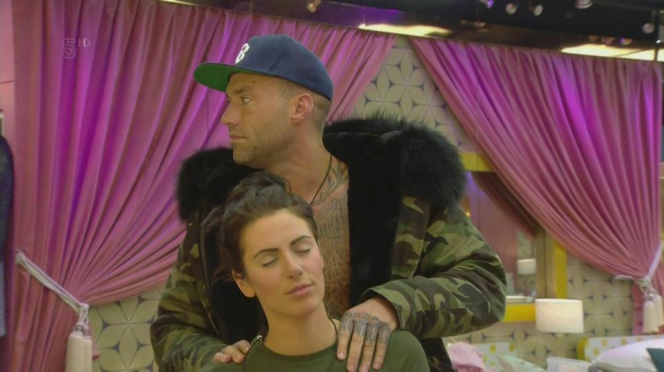  Jessica Cunningham gets a back massage from her CBB housemate Calum Best