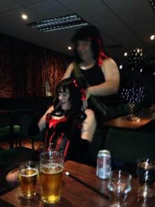  Kayleigh Robinson, of Hartlepool, took a photo of her mum and dad at a fancy dress party, with her dad dressed up as Rambo appearing to be sitting on his wife’s shoulders when he was just standing behind her