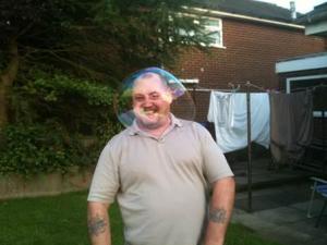  Mark Lomas, of Oldham, entered a photo of him snapped with a huge bubble perfectly framing his face