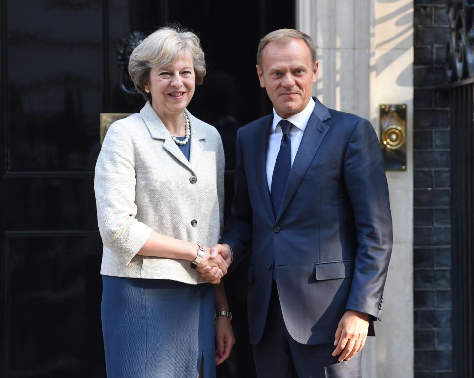  Prime Minister Theresa May with European Council president Donald Tusk