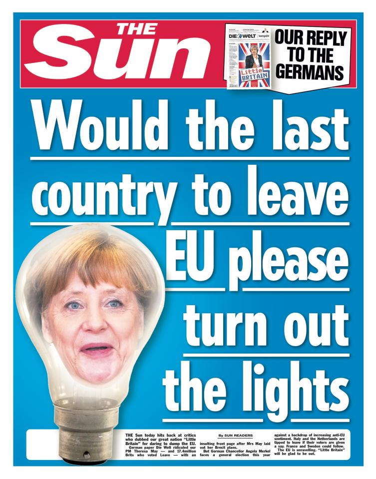  The Sun has hit back after a German newspaper dubbed our nation 'Little Britain'