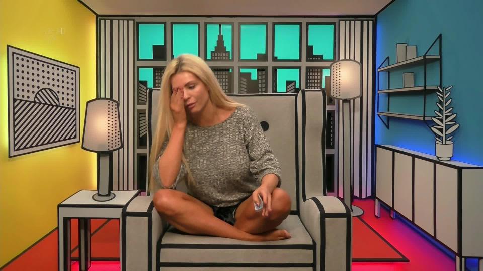  Nicola continued to keep a hand over her eye as she spoke in the Diary Room