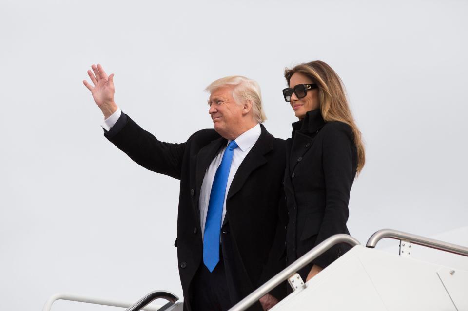  Ready for his big moment ... Donald Trump has arrived in Washington with wife Melania and the rest of the First Family ahead of his inaugural festivities