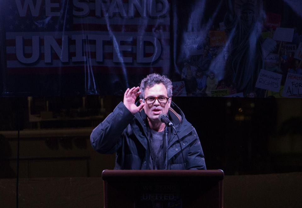  Avengers star Mark Ruffalo also took to the stage to speak to demonstrators