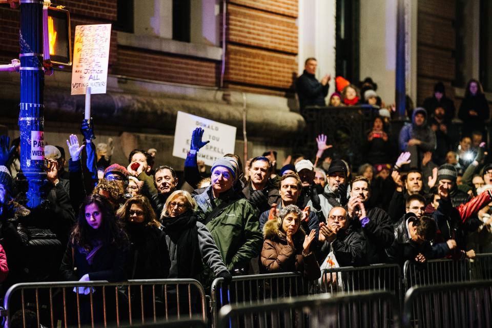  People gather outside Trump Tower in Midtown Manhattan