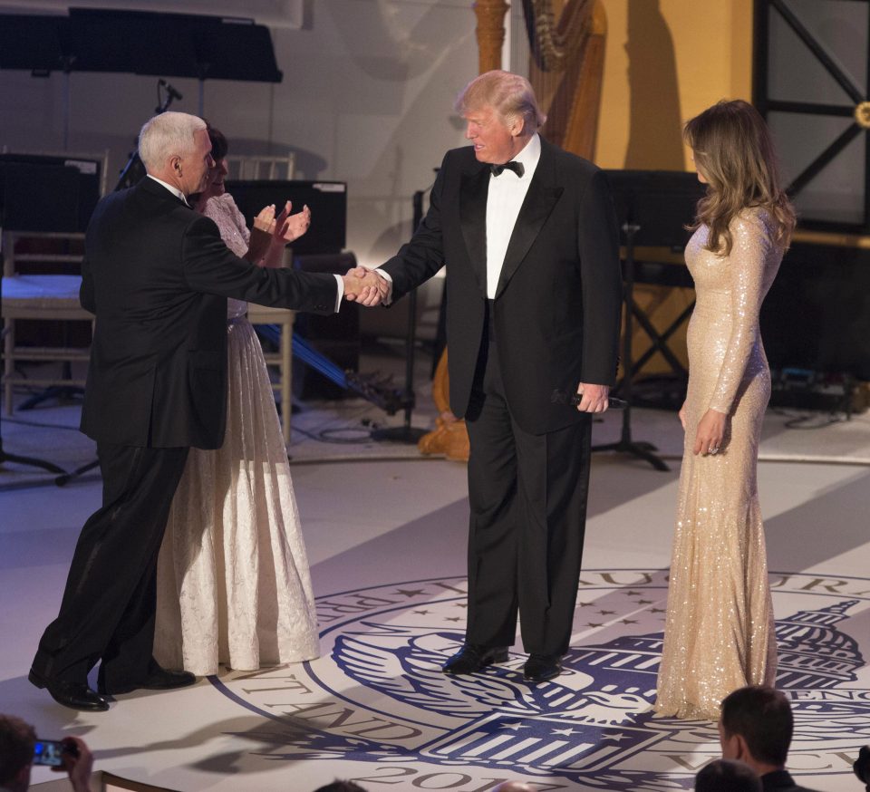  Trump was welcomed on stage by his VP Mike Pence and his wife Karen