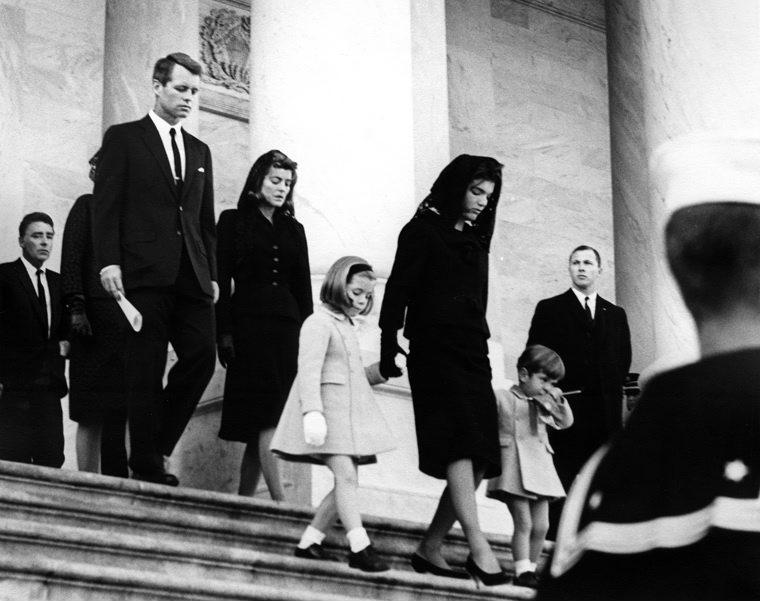  Jackie Kennedy with her children at her husband's funeral