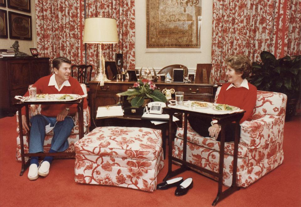  Ronald and Nancy Reagan settle down for a TV dinner but meals are charged