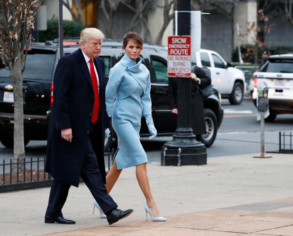  Melania and Donald Trump on the way to church on inauguration day